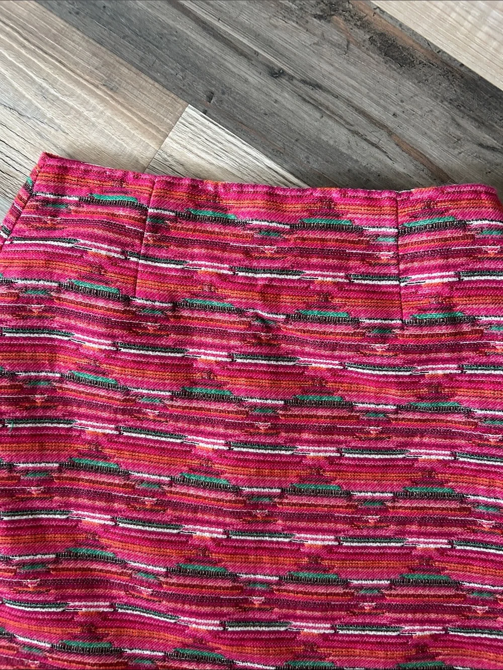LOFT Fuchsia Multi-Stripe Patterned Mini Skirt Sz 4 Summer Vacay Boho TC0273 - Picture 8 of 8